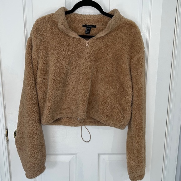 Forever 21 Cropped Sherpa Sweatshirt - Picture 1 of 3